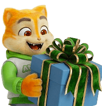 Cat holding gift